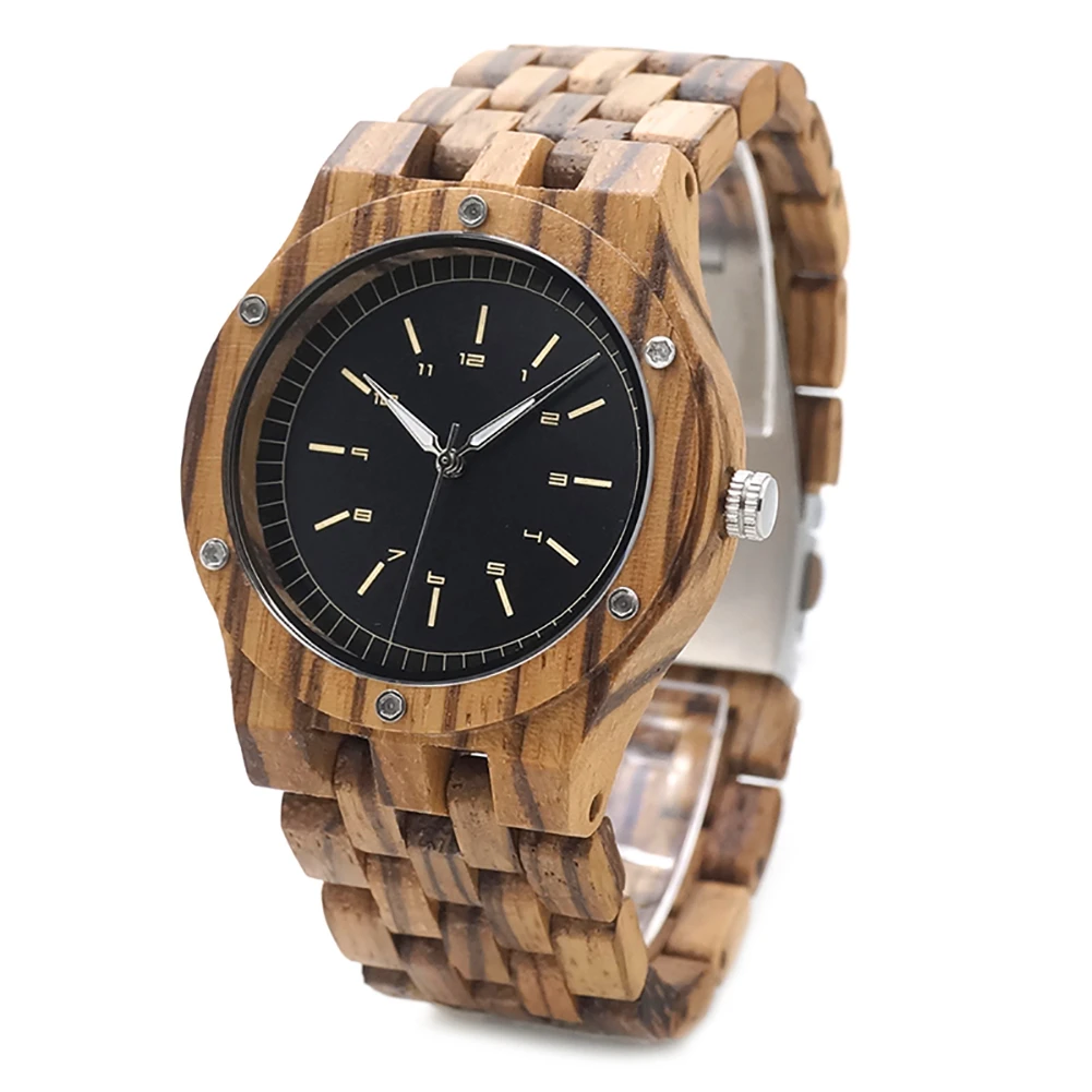 التخليص! ساعات رجالية خشبية، ساعات يد كوارتز كاجوال، ساعة خشب حمار وحشي للرجال، ساعة بسيطة وأنيقة