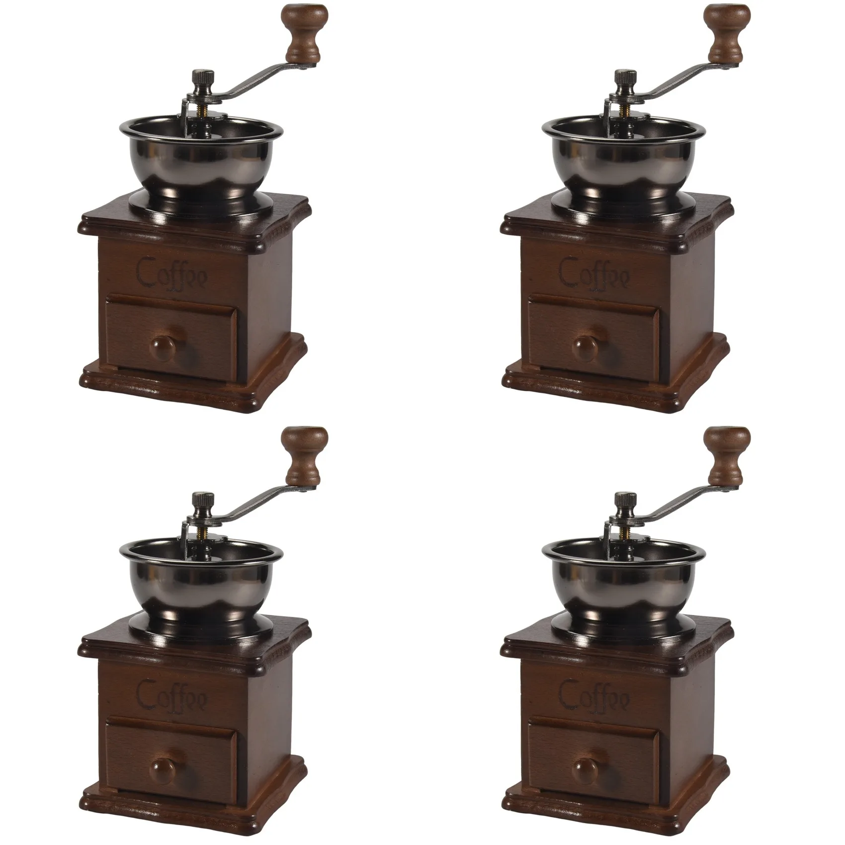 

L60A 4X Manual Coffee Grinder Wood / Metal Hand Mill Spice Mill (Wood Color)