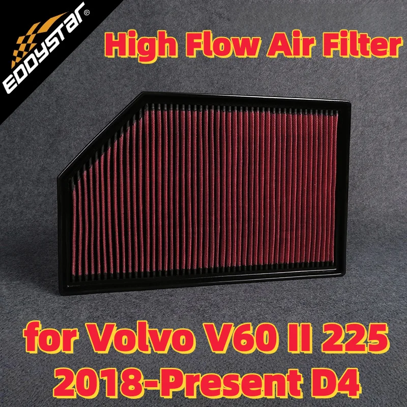 

Спортивный воздушный фильтр с высоким расходом для Volvo V60 II 225 2018-настоящее время D4, 140 кВт, 190 фунтов, моющиеся гоночные впускные фильтры