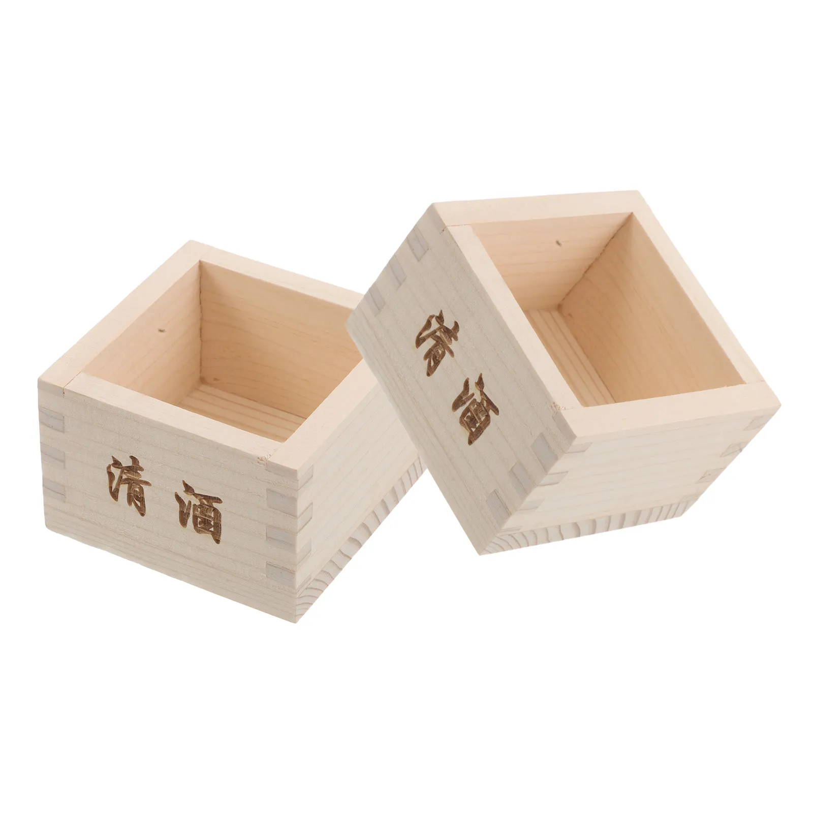 2 Cajas Cuadradas de Sake Masu, Tazas de Madera Japonesas Ecológicas para Servir Sake Tradicional, Ideales para Bares de Sushi, Comidas en Casa, Viajes al Aire Libre