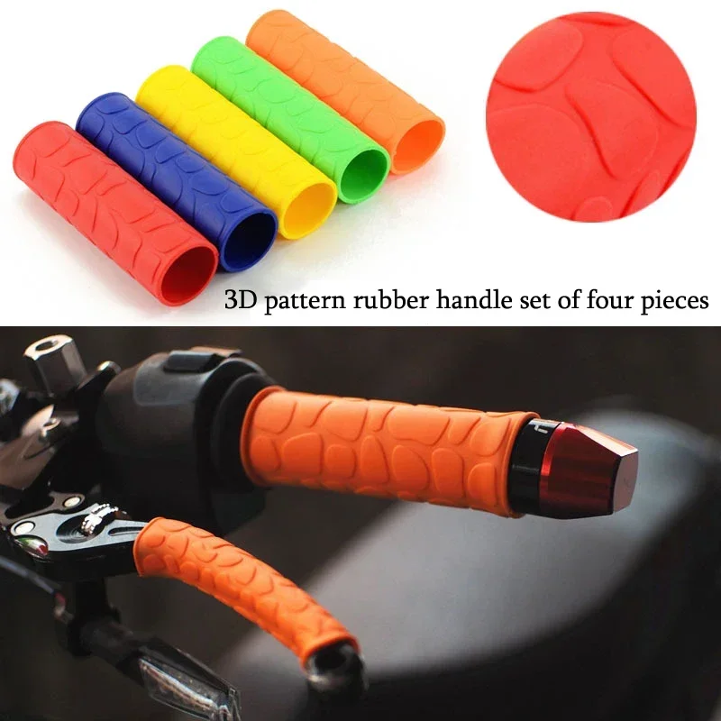 4pcs Non-slip Rubber Grip Glove Motorcycle Handle Cover Universal Heat Shrinkable Grip Cover Sleeve Handlebar Covers Accessories