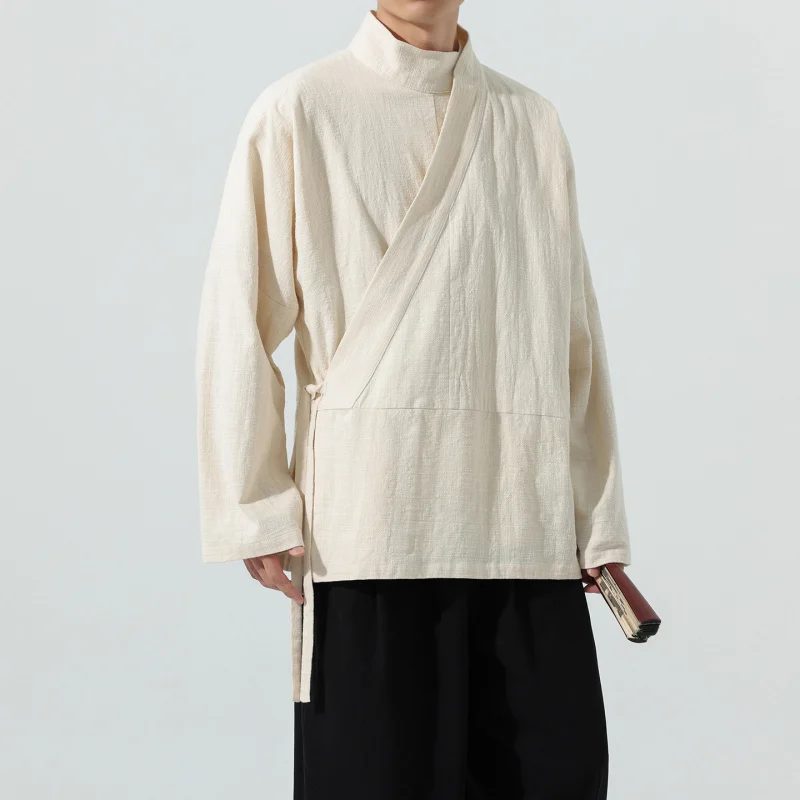men's-pure-cotton-ming-dynasty-style-dao-pao-large-size-collarless-hanfu-tea-ceremony-clothing-autumn-2026