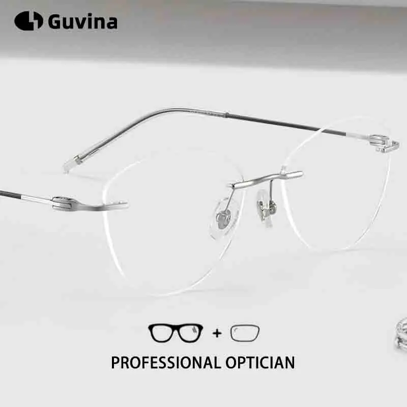 Titanium Rimless Glasses Women Cat Eye Frames Adjustable Temple Optics Prescription Recipe Lenses Progressive Myopia Hyperopia