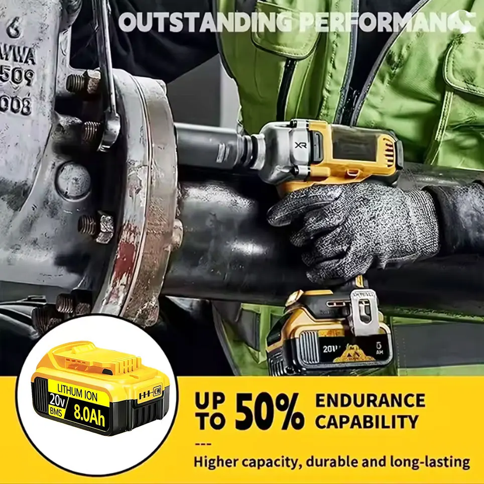 For Dewalt 20V 8.0AH Lithium-ion Battery DCB205 DCB206 DCB207 DCB204 DCB201 DCB200 DCD/DCF/DCG Series Power Tool