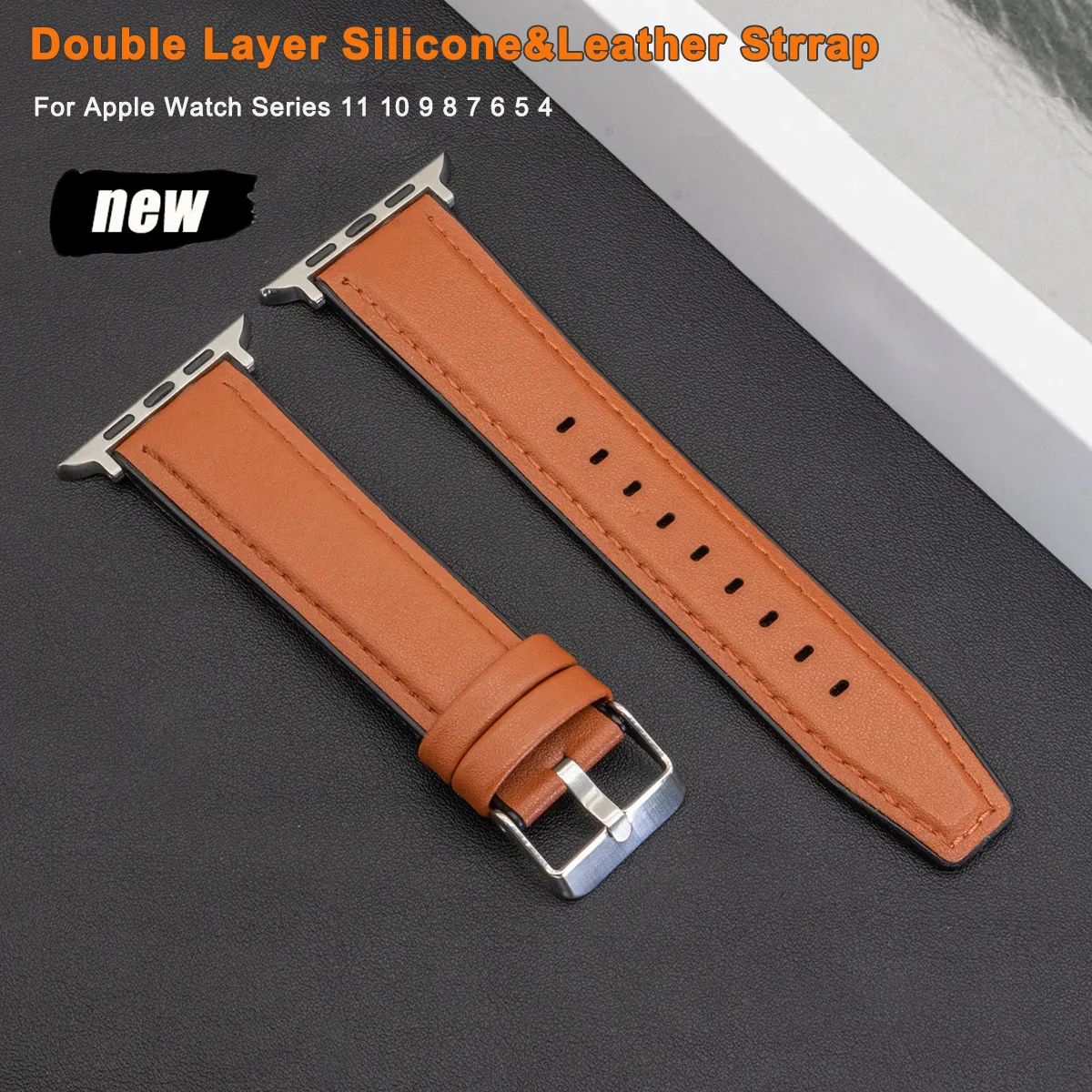 Premium Gummi- und Lederarmband für Apple Watch Band Ultra2 49mm 11 10 9 8 7 46 45 41mm für IWatch Series 6SE54 44 40mm Correa