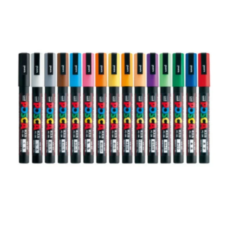 17 Color Set Uni Markers PC-1M Paint Pen Extra Fine Bullet Tip-0.7mm POP Advertise Graffiti Manga Stationery Art Supplies