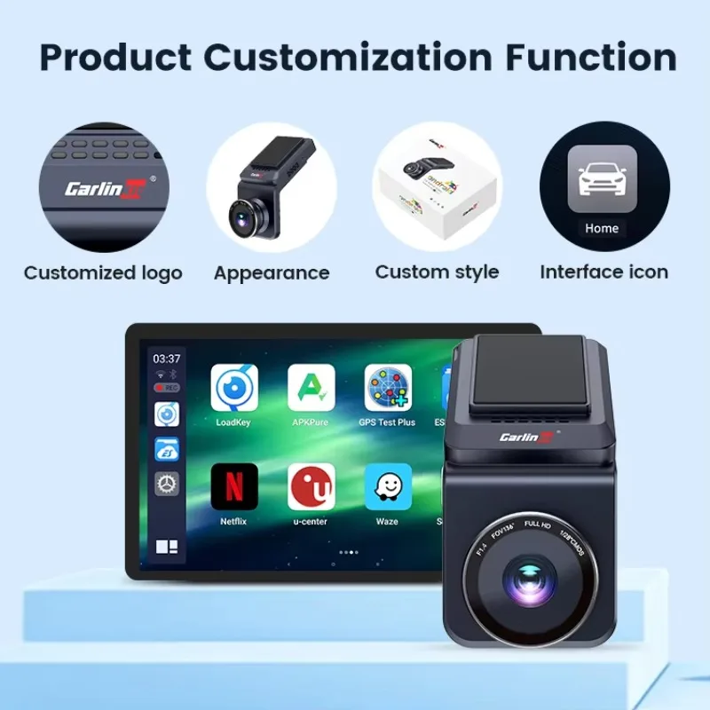 Carlinkit 128GB 1080P Car Dash Cam Dvr Android Auto Nuovo sistema Android Adattatore Carplay wireless con registrazione di guida YouTube