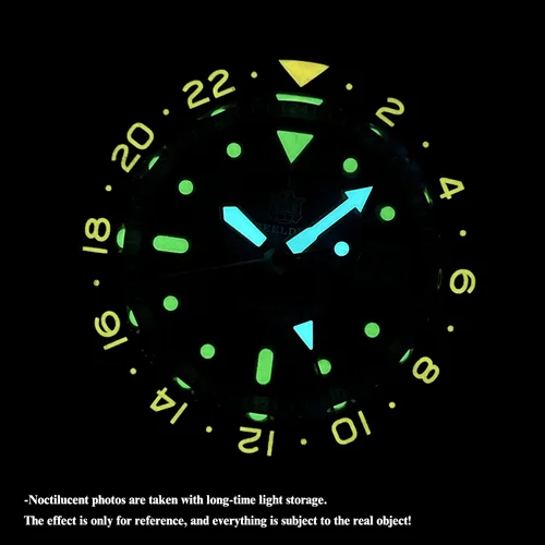 Imagen 2 del producto SD1994 STEELDIVE marca 42MM GMT movimiento mecánico NH34 200M impermeable bisel de cerámica inserto Reloj de buceo de cristal de zafiro Reloj