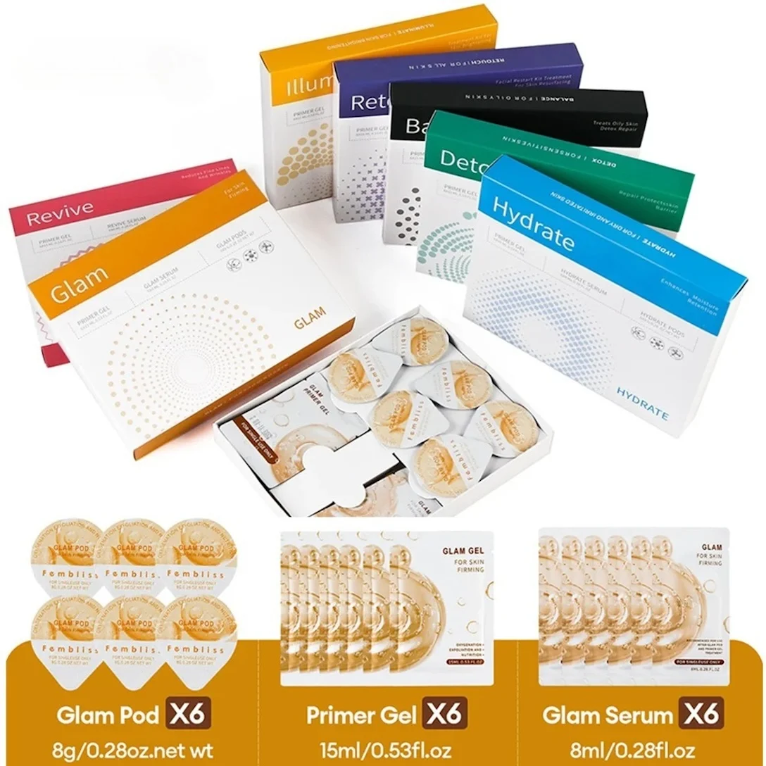 Factory Price 7 Types Wholesale Co2 Oxygen Bubble Pods Capsule Facial Serum Kit Detox Glam Oxygen Pods for Facial Spa