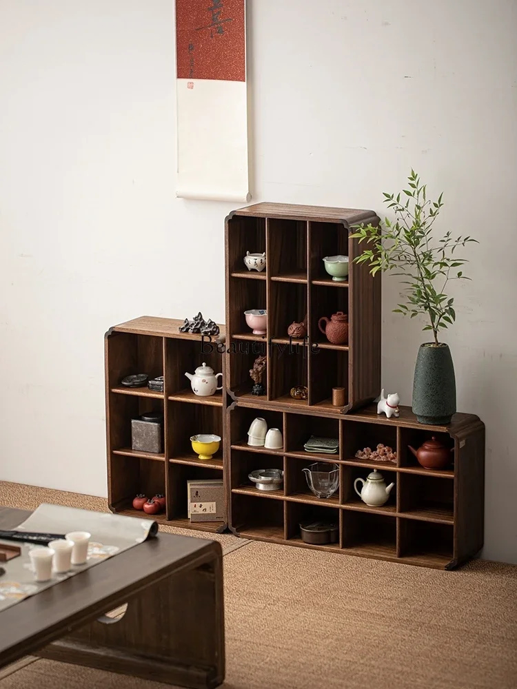 Walnut Shelf Tea Room Gaiwan Teapot Display