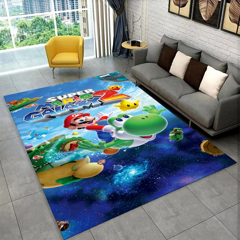 3D Cute Cartoon M-Mario Bros Game Non-Slip Area Rug for Living Room Bedroom Playroom,Carpet Floor Mat for Home Decor Holiday