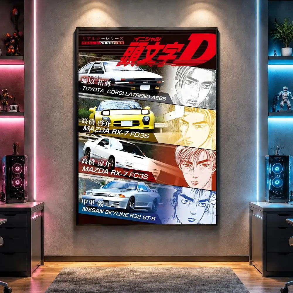 Anime I-Initial D Street Racing Classic Poster Wall Art Bedroom Living Room Dorm Bar Cafe Gym Studio Home Decor Gifts