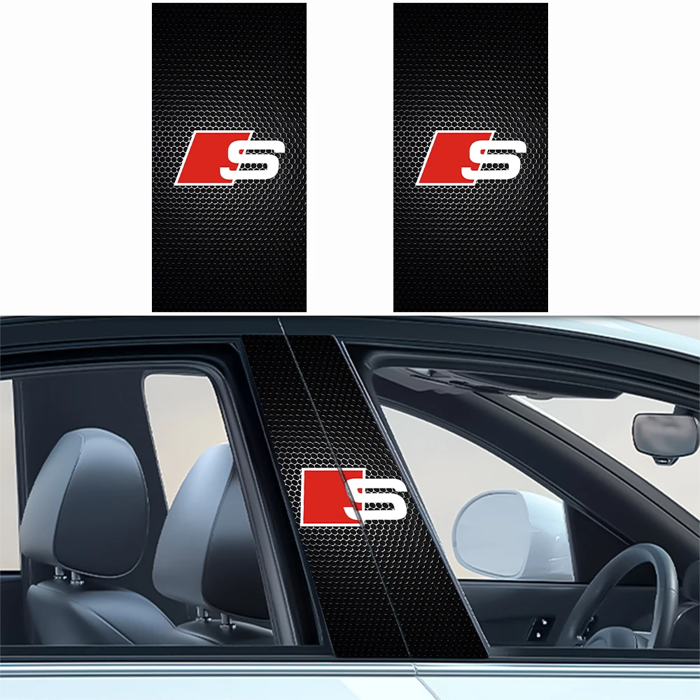 Car Decoration Accessorie B-Pillar Center Column Cover PET Decals For Audi A3 A4 A4L A5 B3 B4 B5 B6 B7 B8 RS3 Quattro C5 C6 C7