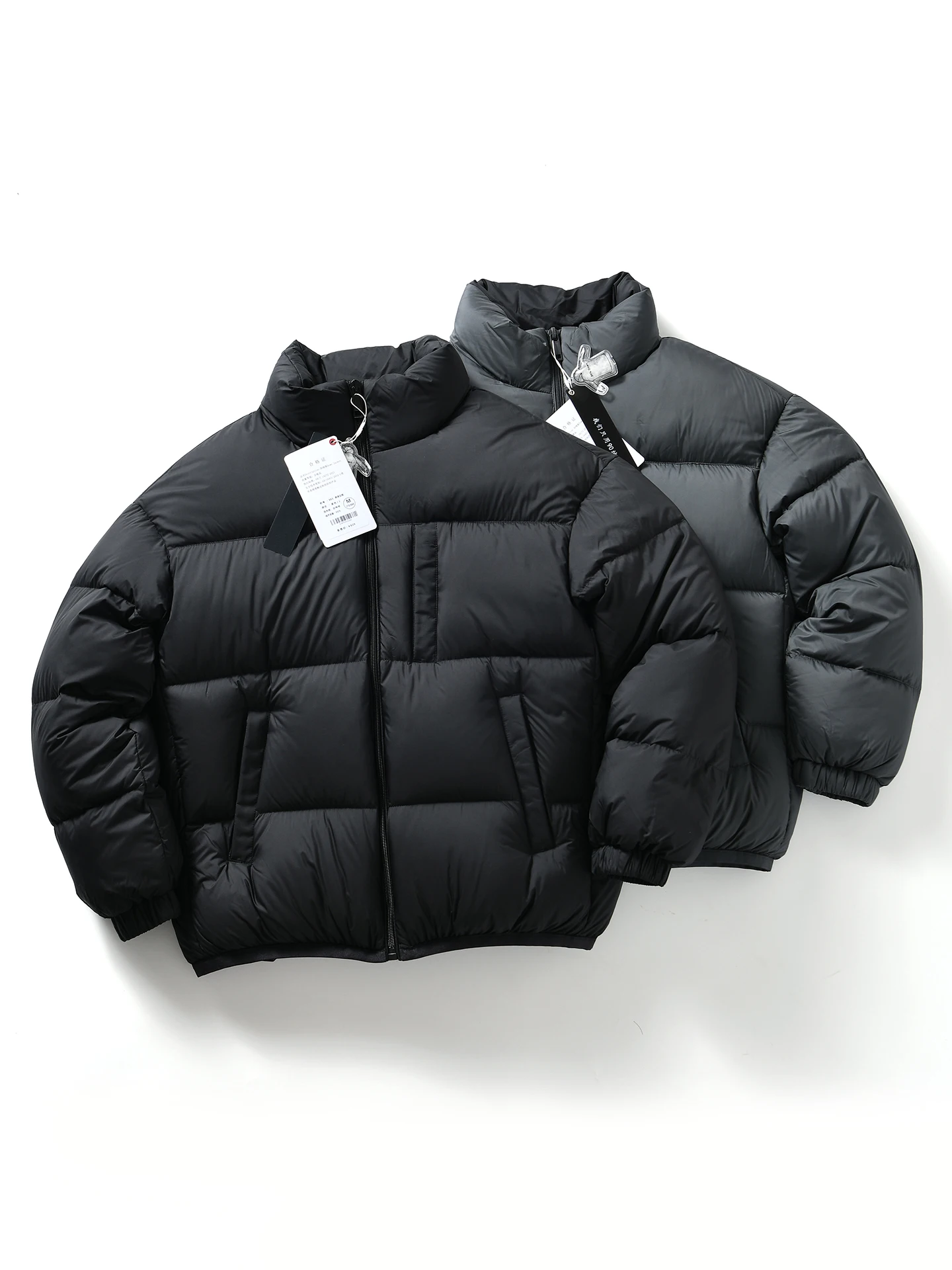 

Men's Winter Puffer Jacket 90 Duck down High Fluffy Thick Warm Stand Collar Bread Style Casual Urban Fashion Polyester Fiber