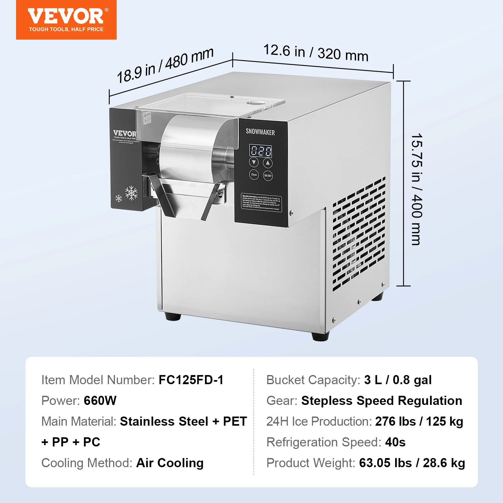 Succebuy Commerciële Sneeuwvlok Ijsmachine Rvs Luchtkoeling Systeem & Snelle Warmteafvoer voor Bakery Cafe