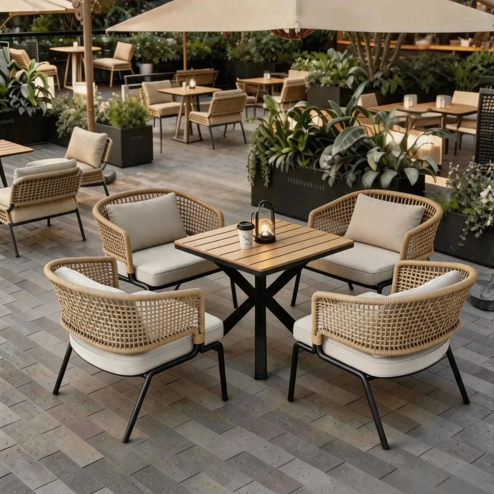 &Outdoor sofa chair terrace scenic mountain wind cafe seaside courtyard outside rattan tables and chairs single chair