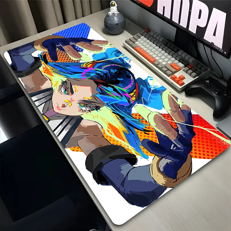 Mouse Pad PC Non Slip Rubber V-valorant Neon HD Mousepad Laptop Gamer Cabinet Keyboard Pad Office Computer Gaming Desk Mouse Mat
