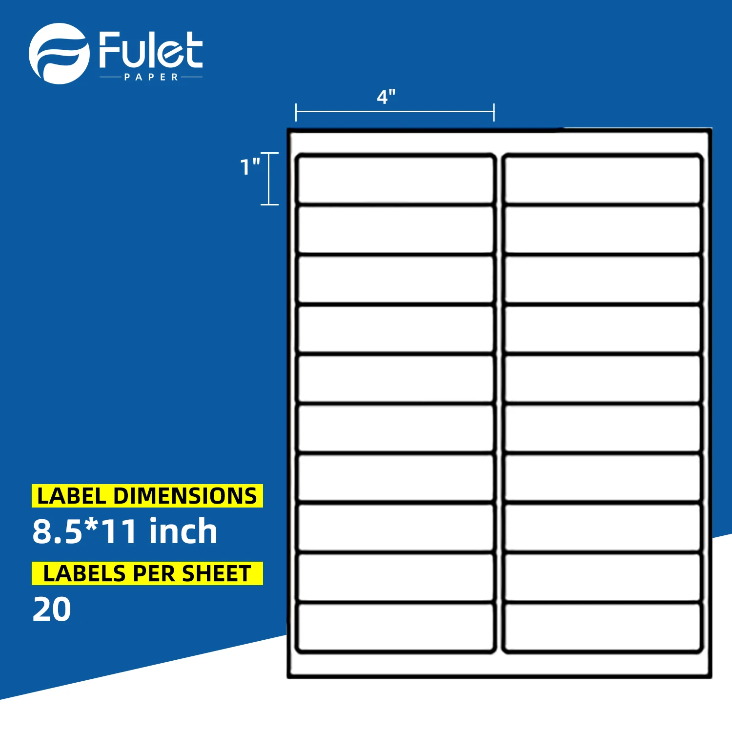 20 labels per sheet size 8.5x11 inch matte woodfree writing paper label sheet  for laser and inkjet printers