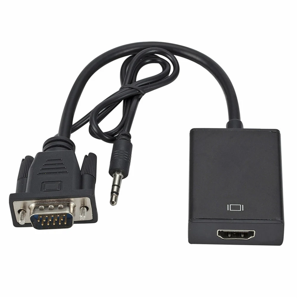 VGA to HDMI-Compatible Adapter 1080P VGA Male to HDMI Female Converter Cable With Audio USB Power for PC HDTV VGA HD Conversion