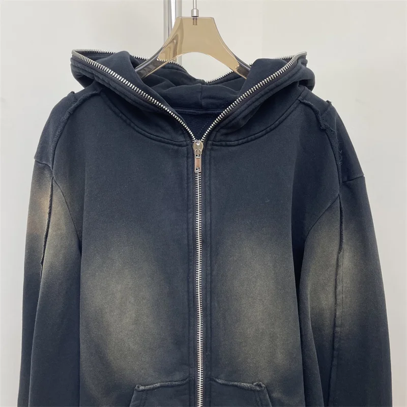 เสื้อฮู้ดผู้หญิง 2025 ฤดูหนาว ใหม่ ผ้าถักยืดหยุ่น ทรงเข้ารูป มีฮู้ด แขนยาว สไตล์เรโทร ผ้าฝ้ายแท้ ซิปหน้า y2k