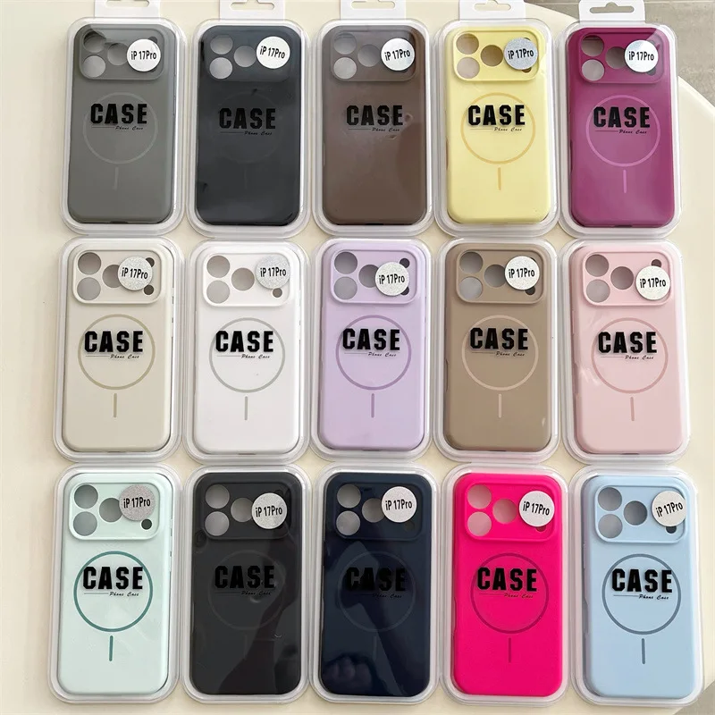 아이폰 17 슬림 마그네틱 액체 폰 케이스, 애플 16 정밀 구멍 렌즈, 15프로맥스 소프트 보호 커버에 적합