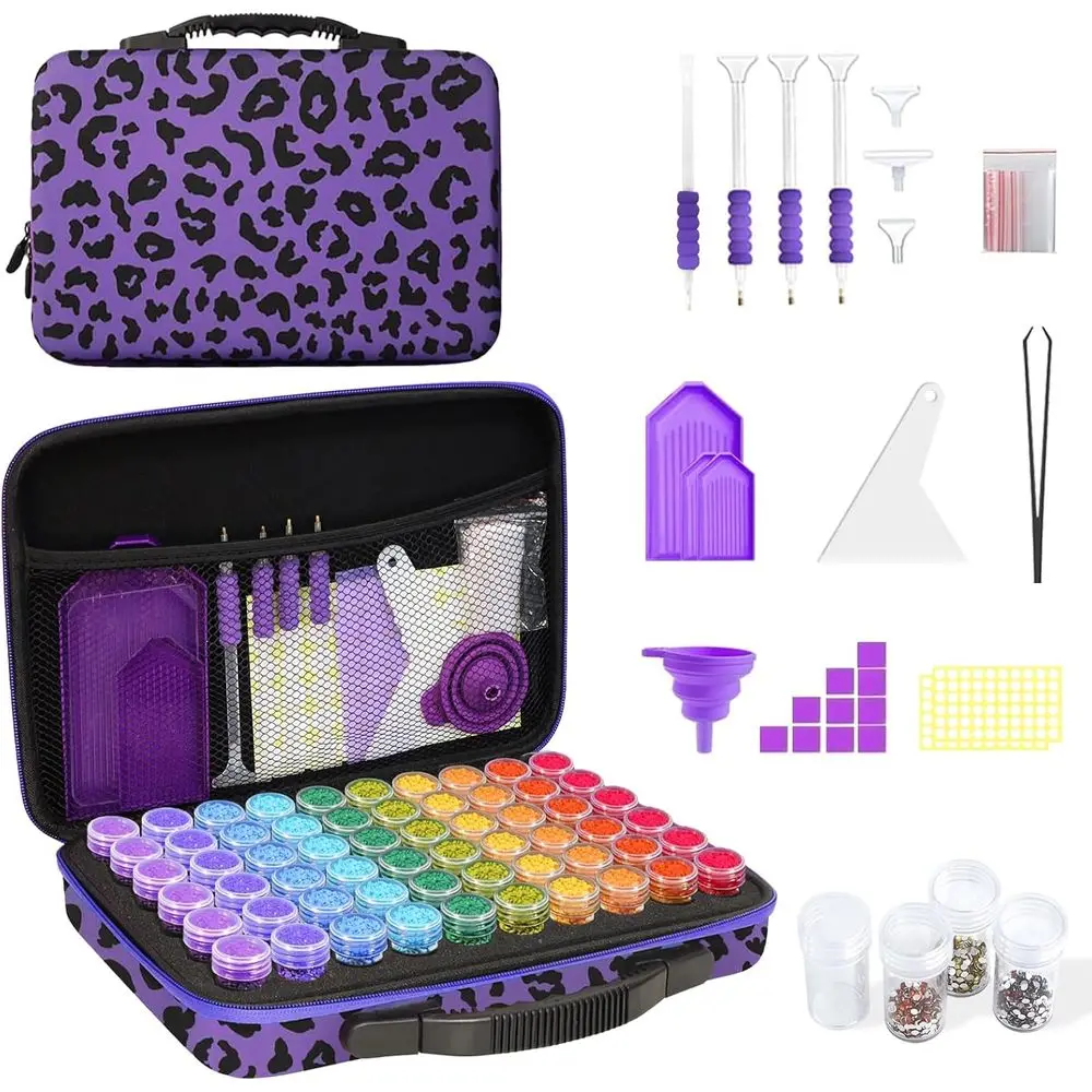 

60-Compartment Diamond Art Bead Organizer Box with Craft and Jewelry Tools Kit