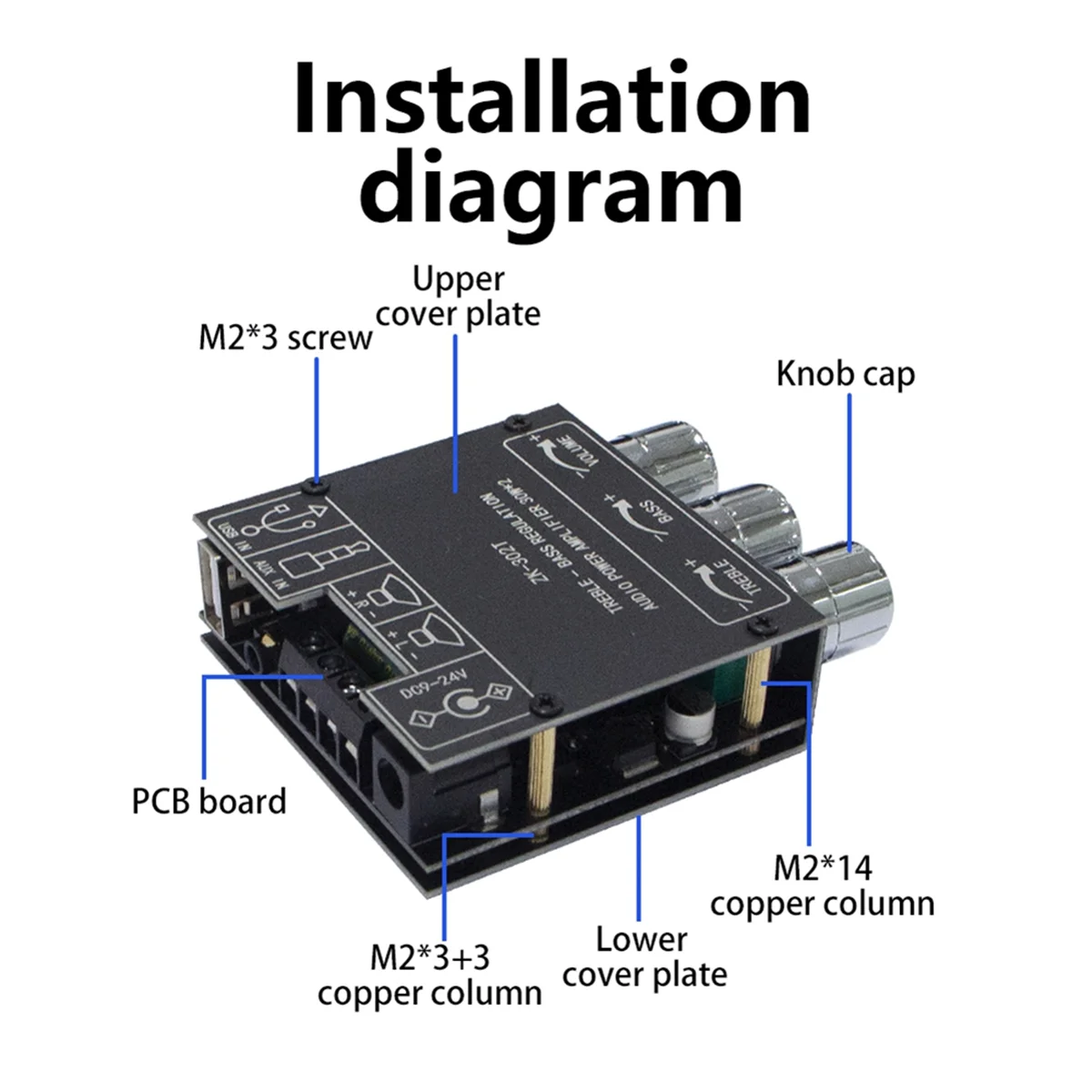 ZK-302T Bluetooth Digital Power Amplifier Module 2.0 Stereo Dual Channel 30W+30W with High & Low Tones