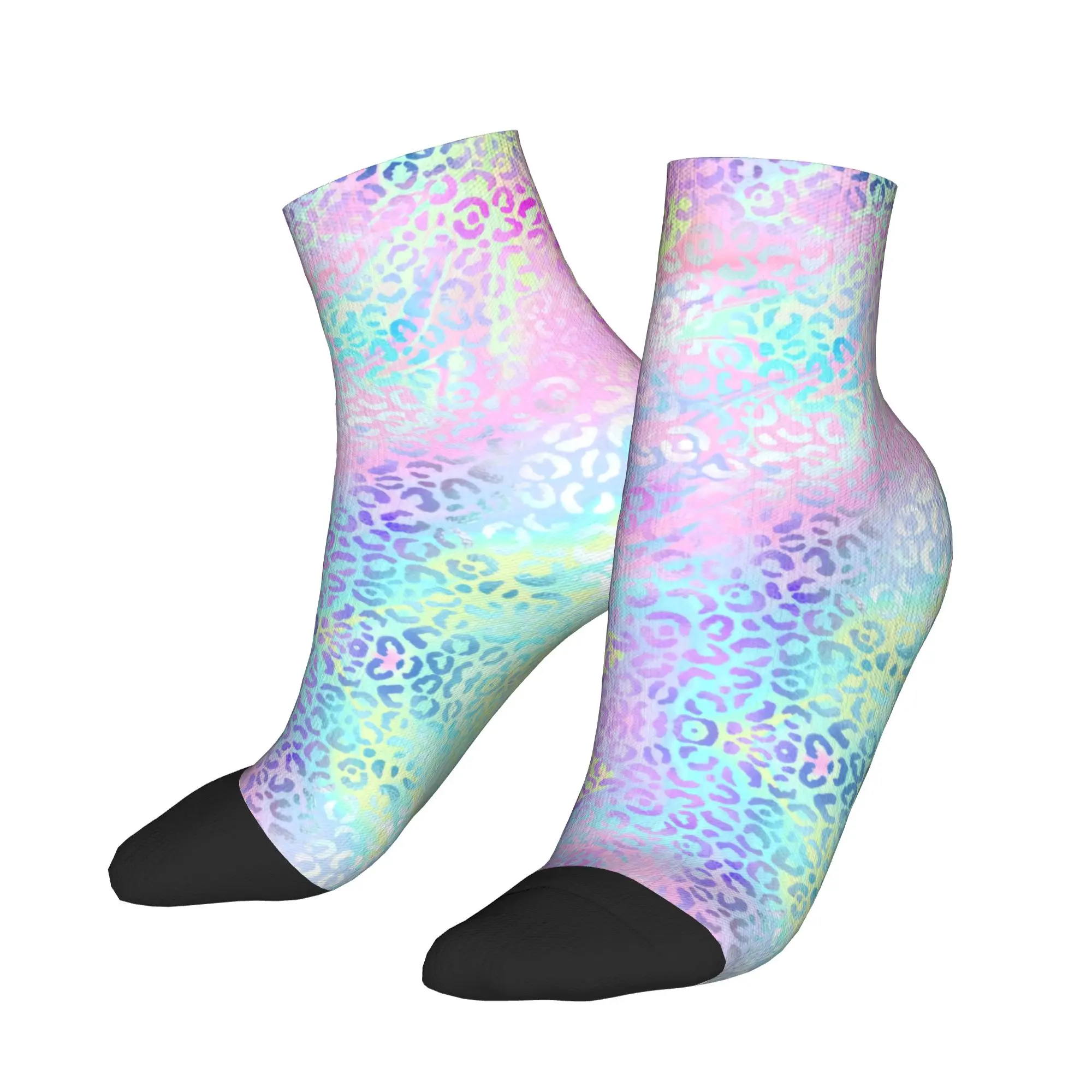 

The Rainbow Leopard Print Ankle Socks Women Men Breathable Novelty Sock Summer Climbing Anti Skid Pattern Socks Gift
