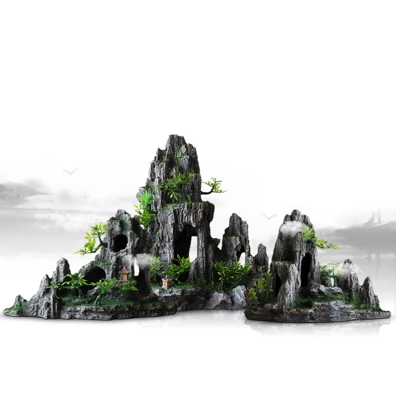 Fish tank landscaping rockery decoration water grass stone small ornaments small aquarium set interior avoidance hole full set