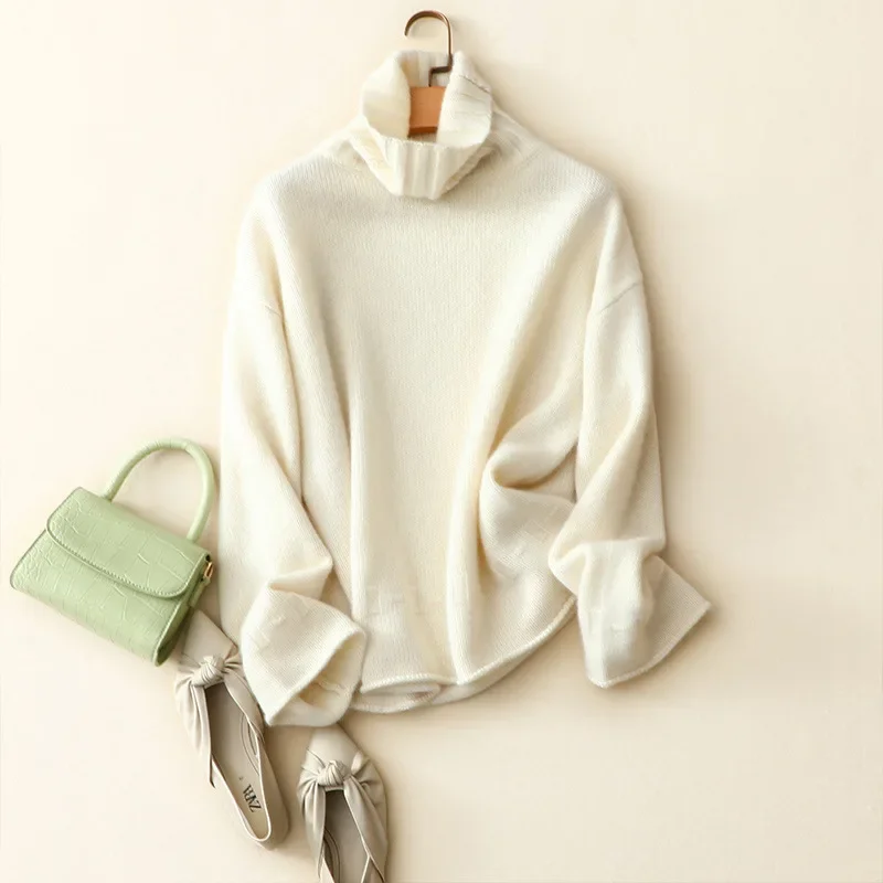 

new arrival winter oversized soft women's 100% cashmere turtleneck sweaters