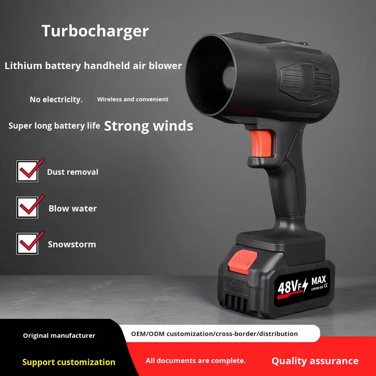 hit productCustomized Lithium Battery Handheld Blower with High Power 13 Airflow for Blowing Leaves Dust Debris Turbo Blower