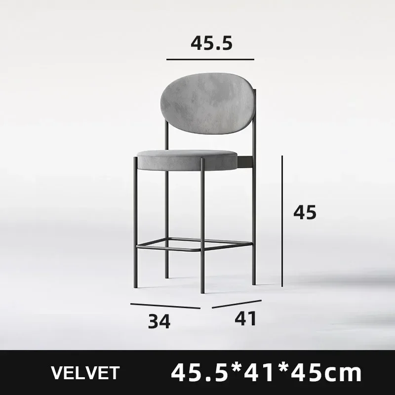 

m Metal Pub Bar Chair Nordic Style Bar Stool with Backrest Velvet Dining Coffee High Bar Chair l