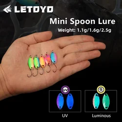 LETOYO 1.1/1.6/2.5g Mini Spoon Lure Glow UV Bait Artificial Bait Hard Lure Perch Bait Spoon Fishing Lure Area Trout Tail spinner