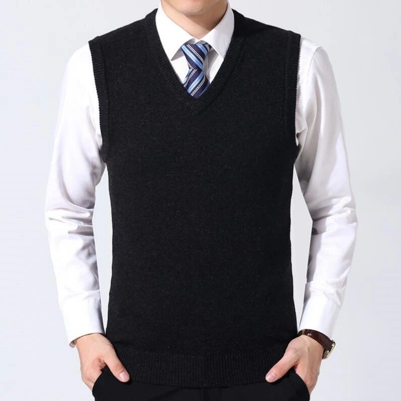 

2023 New Fashion Brand Sweater Man Pullovers Vest Slim Fit Jumpers Knitwear Sleeveless Winter Korean Style Casual Clothing Men