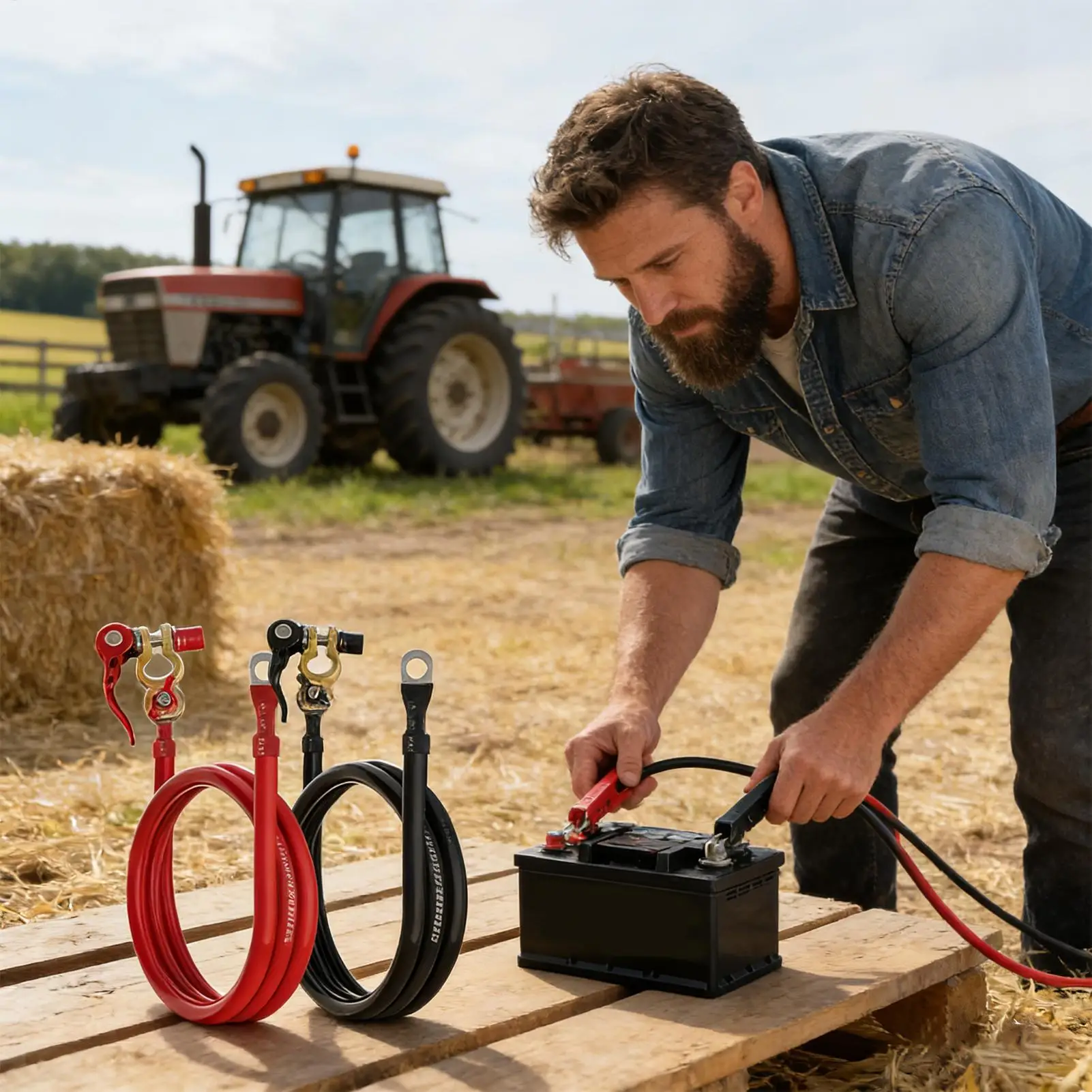 

Battery Cable Extension 2-Piece Heavy-Duty Flexible Connector Wire Battery Cable Extender For Marine Golf Cart Motorcycle Truck