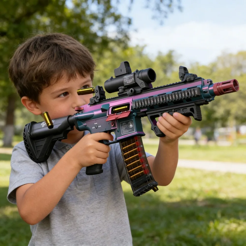 M4A1/M416 Electric Continuous Firing Shell Throwing Soft Bullet Toy Gun Assault Rifle Outdoor Shooting Games Christmas Gift