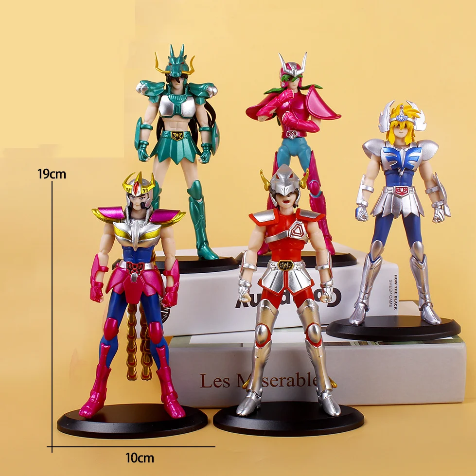 5PCS/SET 19cm Saint Seiya Anime Figures Myth Cloth EX Pegasus Dragon Shiryu Hyoga Cygnus Phoenix Ikki Action Figure Toy