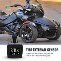 A40Z-Solar Wireless Tire Pressure Monitoring System Motorcycle TPMS Tire Pressure Monitor LCD Display 3 External Sensors