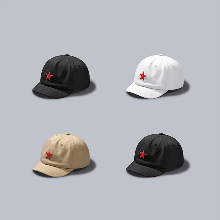 Japanese-style soft-top short-brim baseball cap, spring and summer breathable equestrian cap, baseball cap, five-pointed star sm