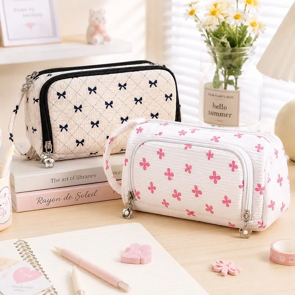 Fashion Large Pencil Case Big Capacity Multifunctional Canvas Pencil Pouch Desk Organizer Students Storage Bag Stationery Box