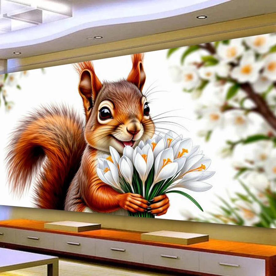 

Новая коллекция: Наборы для алмазной вышивки DIY «Белые цветы и белки», крупноформатные, с полной выкладкой, мозаичная вышивка, изображение животных