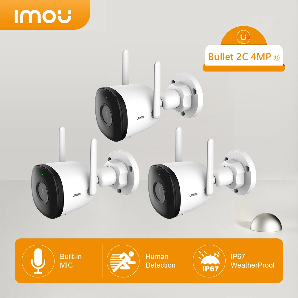 

3Pcs Imou 4MP QHD Wifi IP Camera Outdoor Support Soft AP IP67 Built-in Mic Human Detection 30M Night Vision surveillance camera