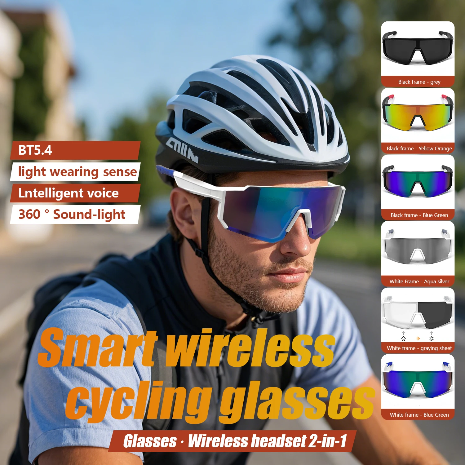 Wireless Bluetooth Smart Sunglasses Anti‑UV Hands‑free Call Music Playback Outdoor Cycling Sports Glasses for Men Women