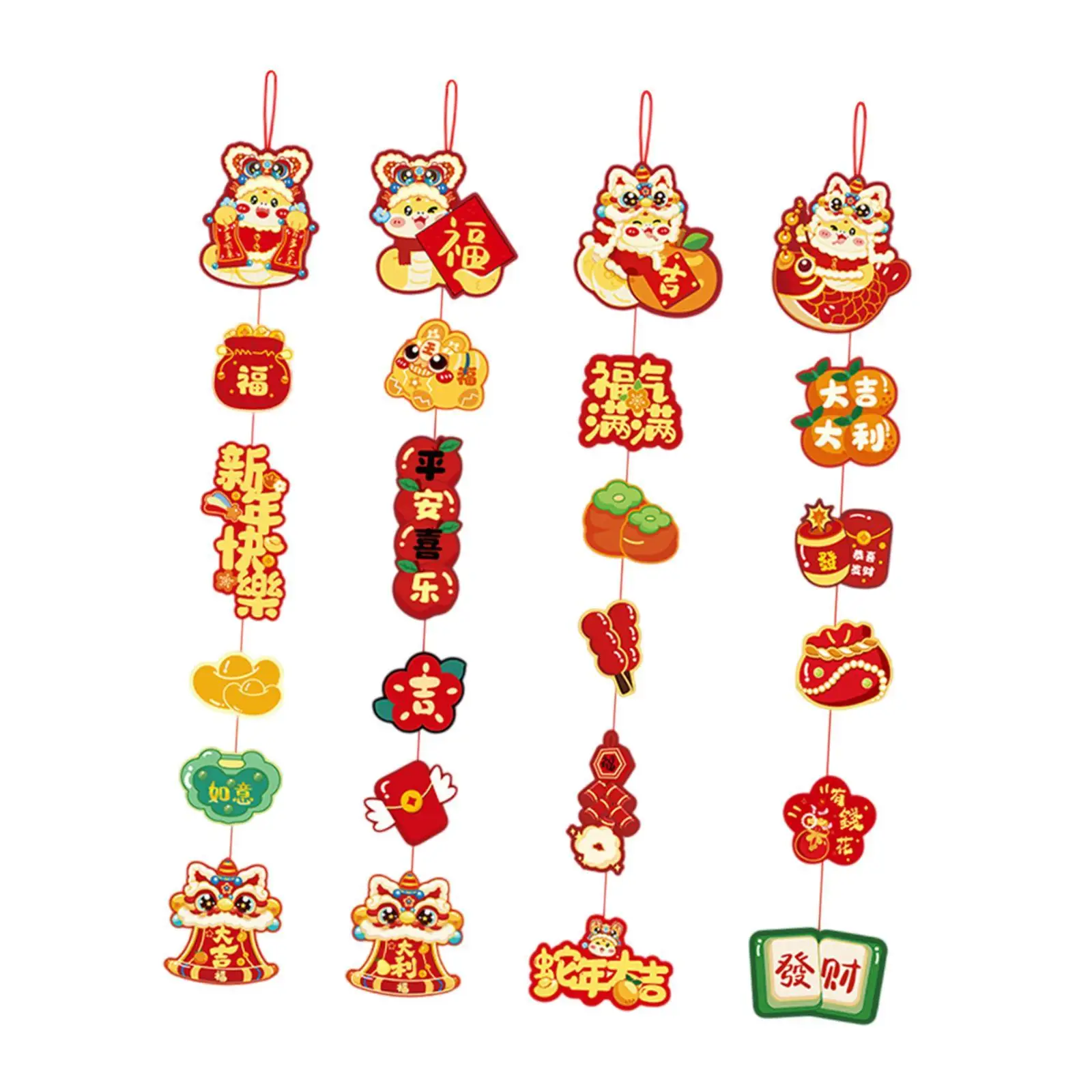 4x 2025 Chinese New Year Hanging Ornaments Hanging Pendants Spring Festival Ornaments for Celebration Living Room Shop Wall