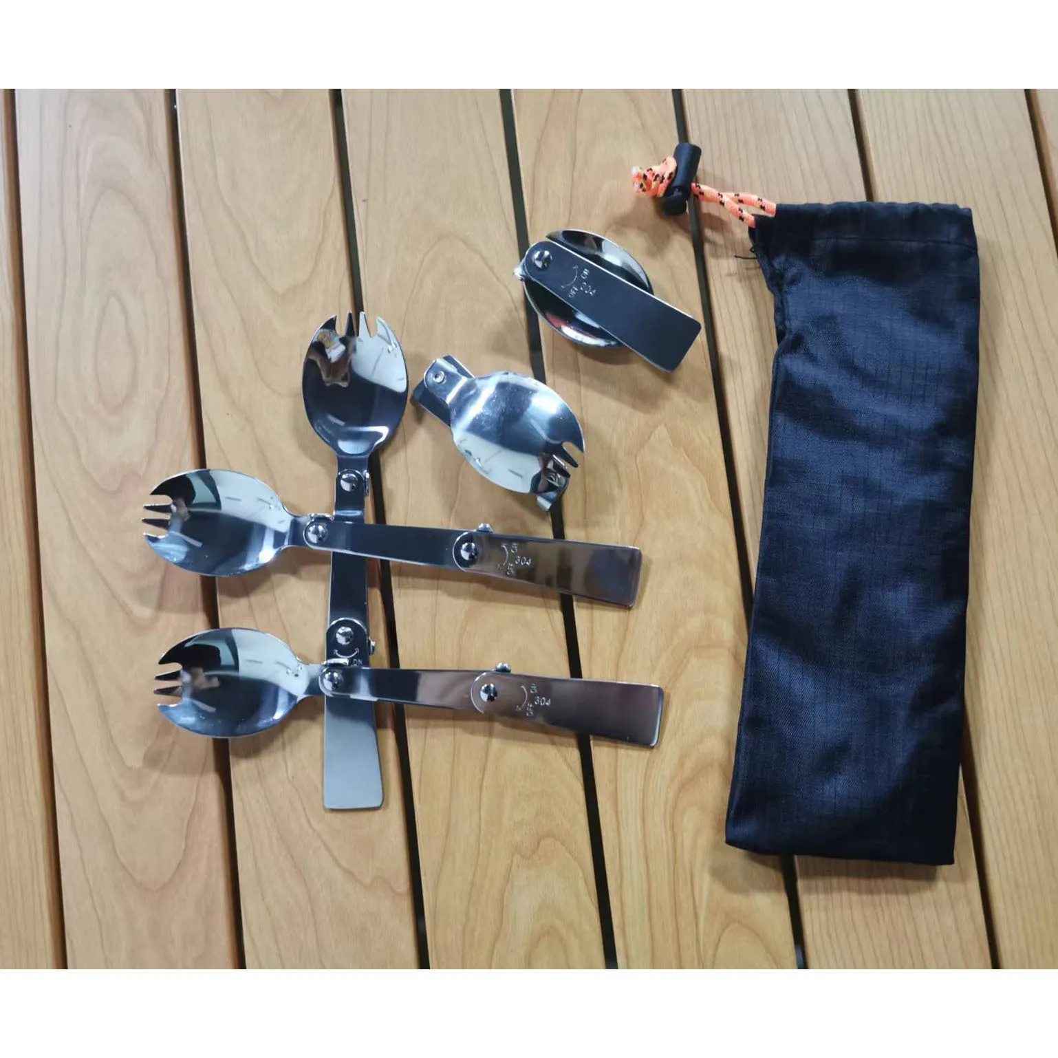 304 Stainless Steel Rotary Fork Fruit Fork Stuffy Beaker Three Fold Fork Folding Fork for Outdoor Travel Picnic Tableware New