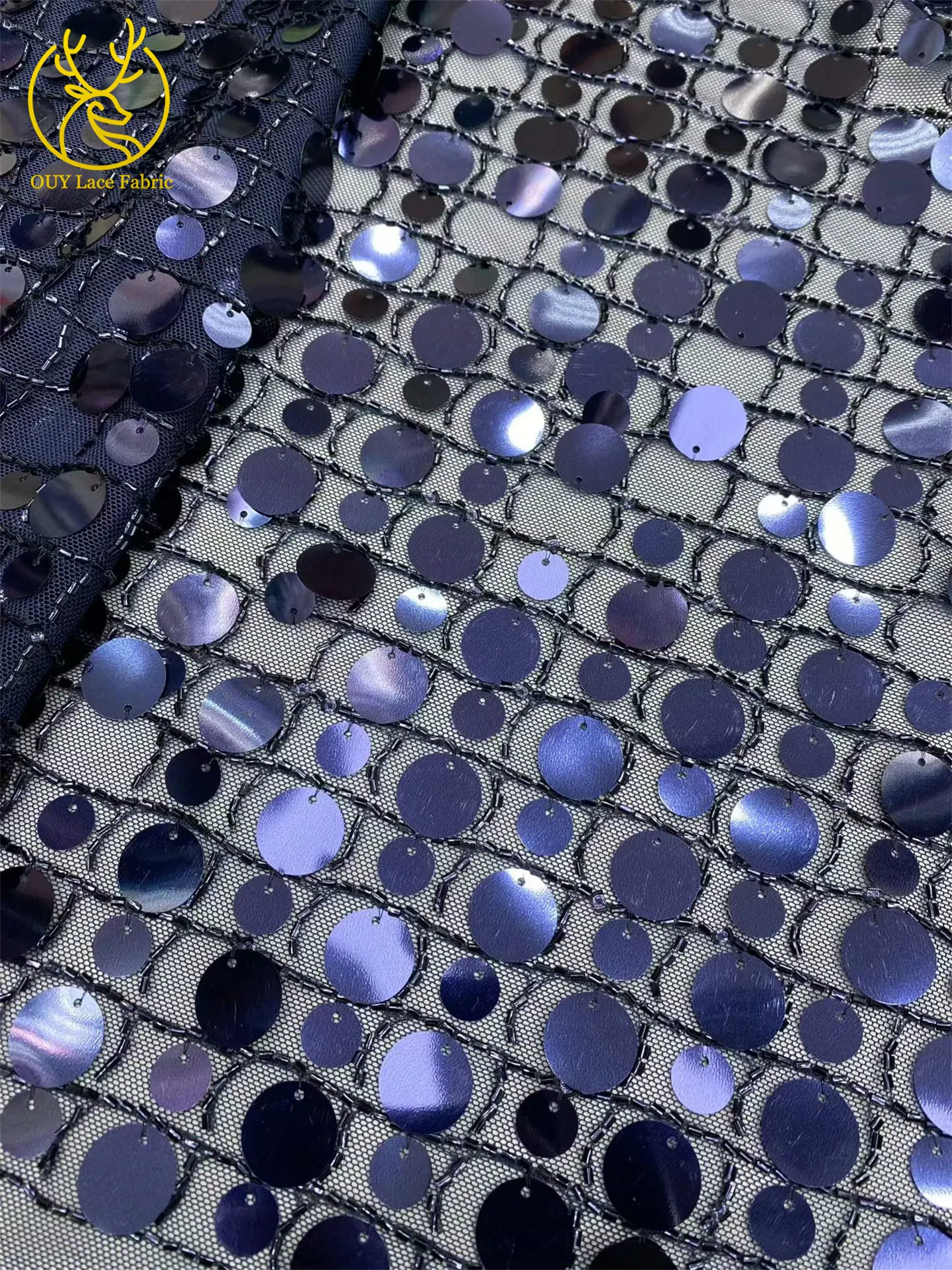 5 Yards Afrikanischer Pailletten-Spitzenstoff Weinrot Französischer Perlen-Tüll-Spitzenstoff Nigerianischer Netzspitzenstoff für Abendkleider – Detail 10