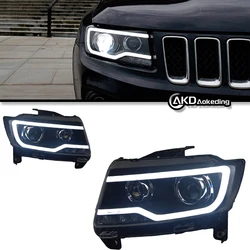 Auto Parts For Jeep Compass Headlights 2011-2016 Grand Cherokee LED Head Lights Style Dual Projector Car Accesorios Modified