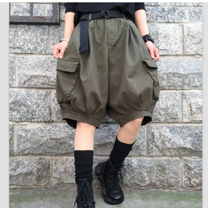 2024 estate nuovi pantaloni a cinque gambe di grandi dimensioni tasca personalizzata in cotone Versatile pantaloni a lanterna Casual pantaloncini da lavoro alla moda da donna