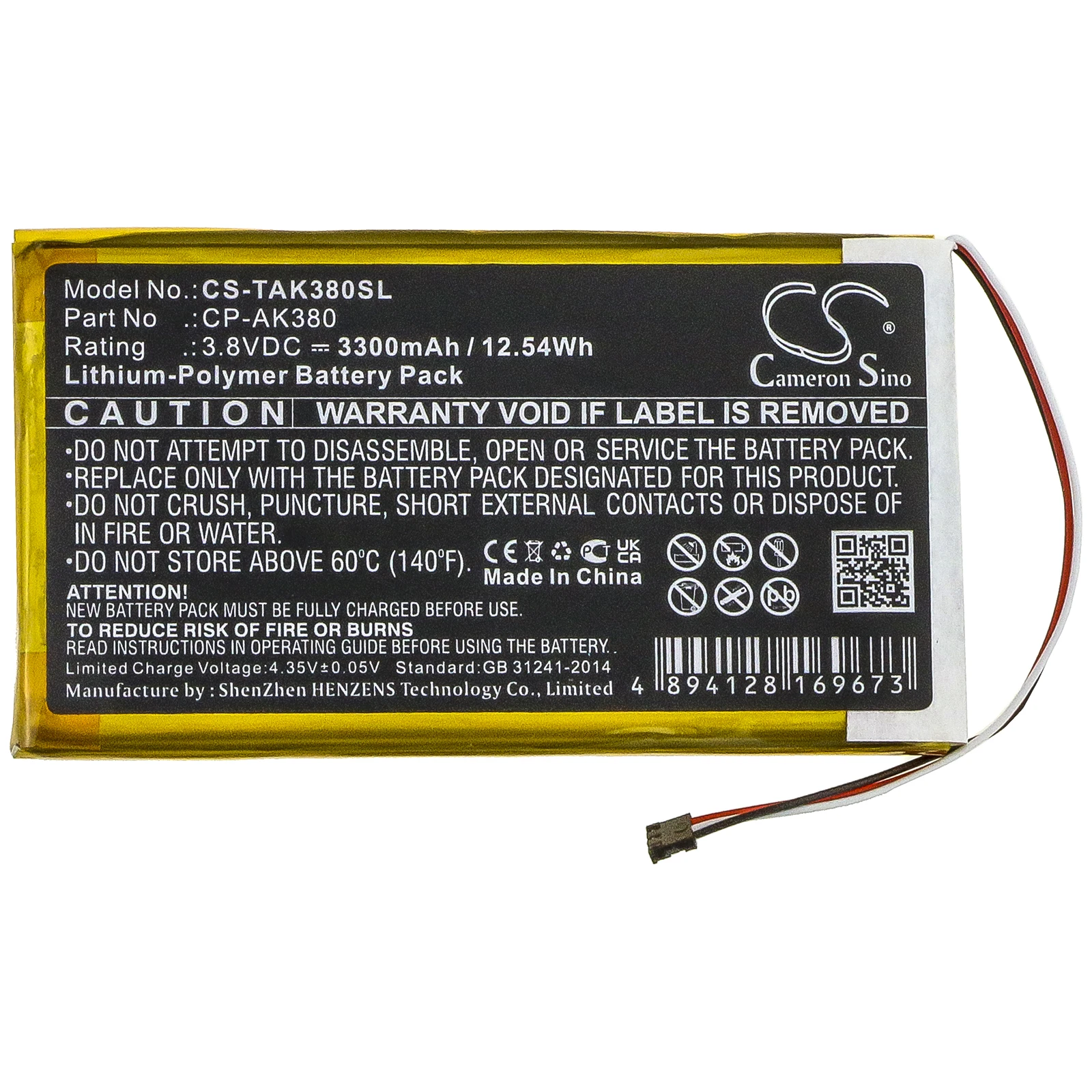 

Li-Polymer Media Player Battery for Astell&Kern,3.8v,3300mAh,AK300 AK380,CP-AK380