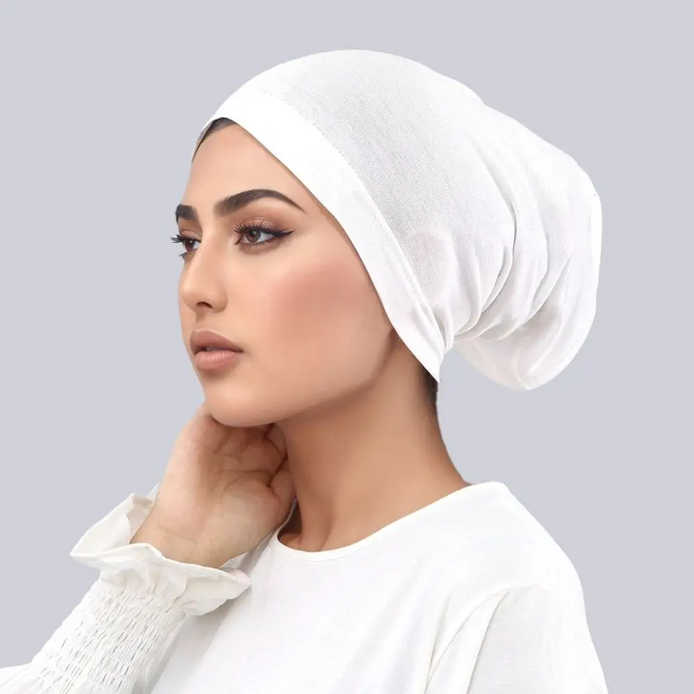 

Однотонная мусульманская хиджаб-шапка с противоскользящими полосками, мгновенная фиксация, эластичный тюрбан, дышащий материал, исламская одежда